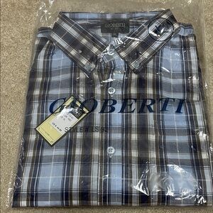 Gioberti Men’s Blue Plaid Casual Button-Down Shirt